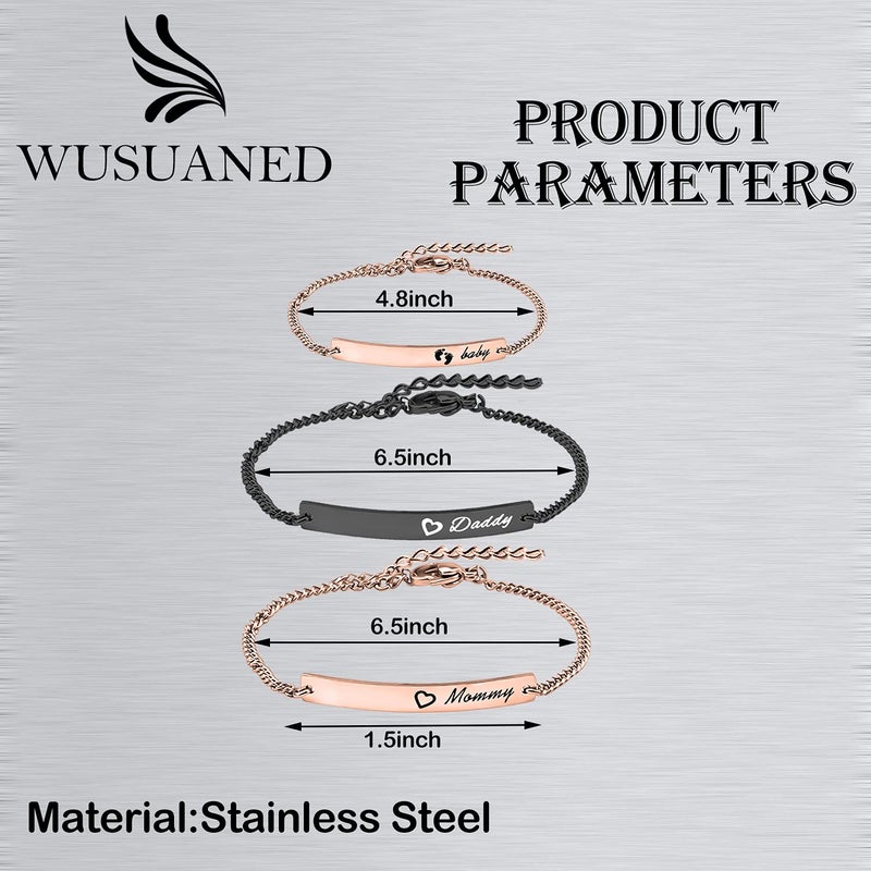 WUSUANED Sn&Daughe&Mommy Bracelet Baptism Bracelet Mom Family Bar Bracelet Set Gift for New Mom&Newborn - Image 2